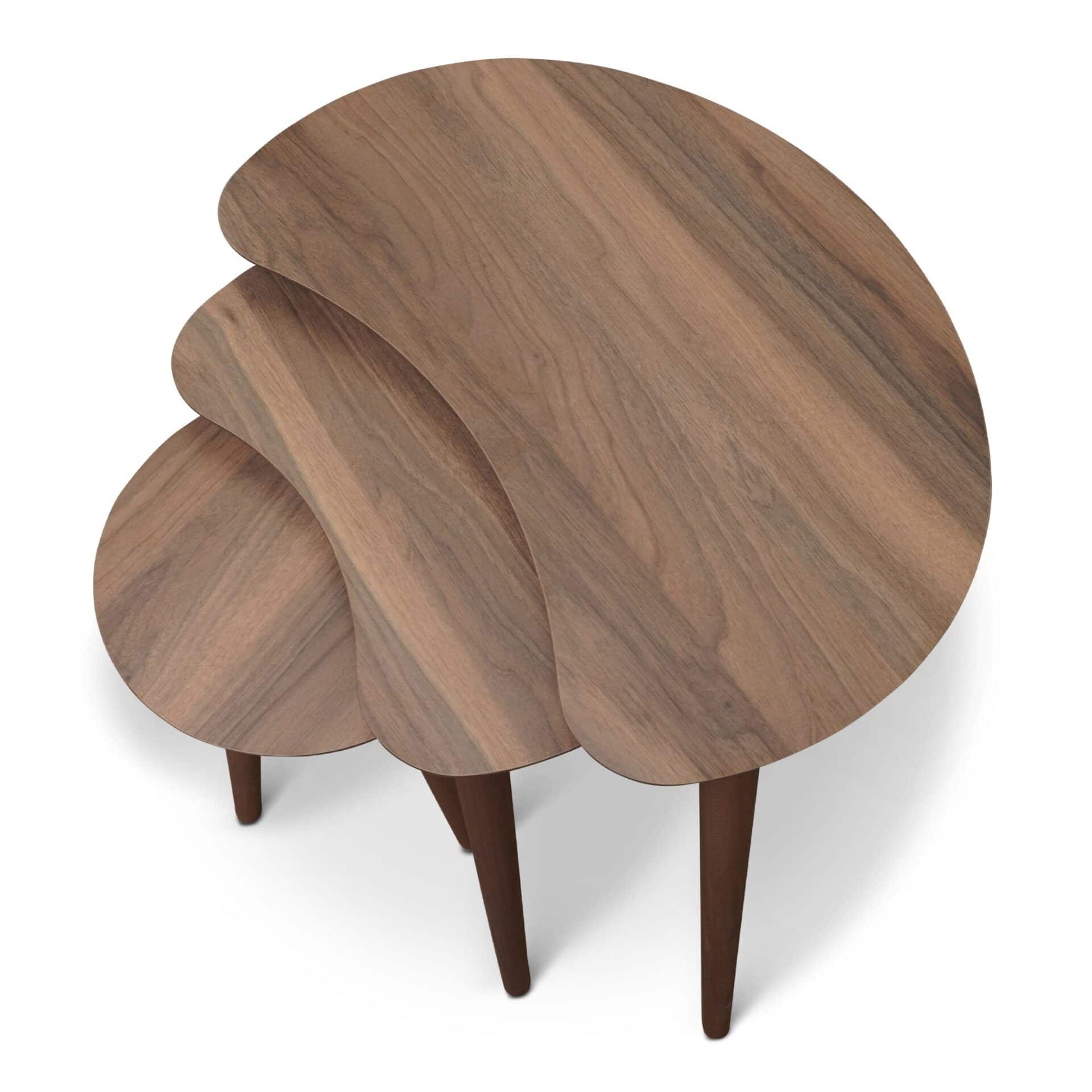 Brown Wood Mid-Century Nesting End Tables (Set of 3) 2 Brown Wood Mid-Century Nesting End Tables (Set of 3) - Image 2