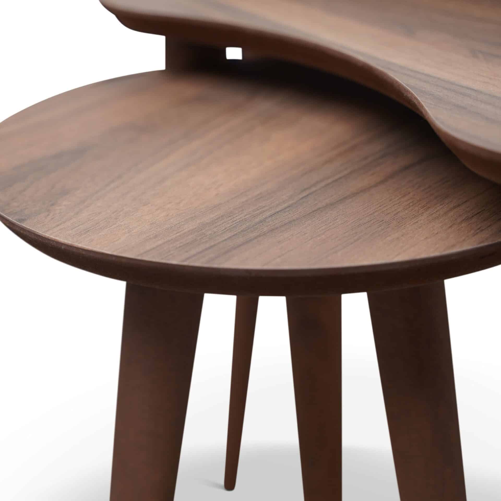 Brown Wood Mid-Century Nesting End Tables (Set of 3) 3 Brown Wood Mid-Century Nesting End Tables (Set of 3) - Image 3