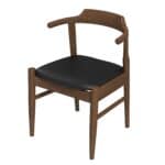 Black Leather Danish Dining Chair with Walnut Finish (Set of 2)