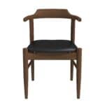Black Leather Danish Dining Chair with Walnut Finish (Set of 2)