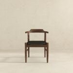 Black Leather Danish Dining Chair with Walnut Finish (Set of 2)