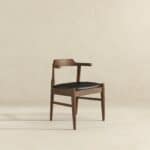 Black Leather Danish Dining Chair with Walnut Finish (Set of 2)