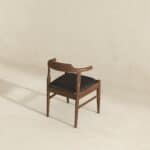 Black Leather Danish Dining Chair with Walnut Finish (Set of 2)