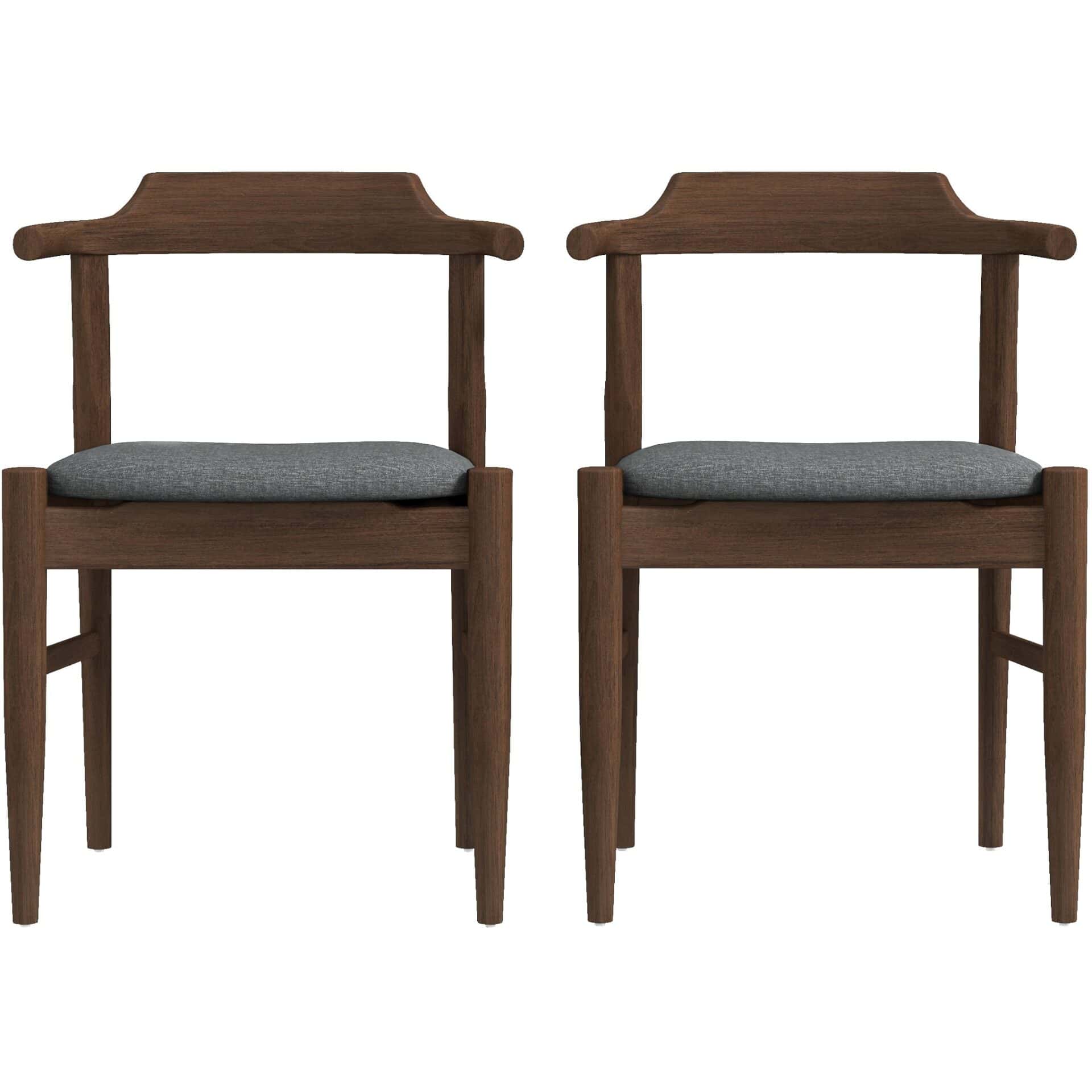 Grey Fabric Danish Dining Chairs With Walnut Wood Frame (Set of 2) 1 Grey Fabric Danish Dining Chairs With Walnut Wood Frame (Set of 2)