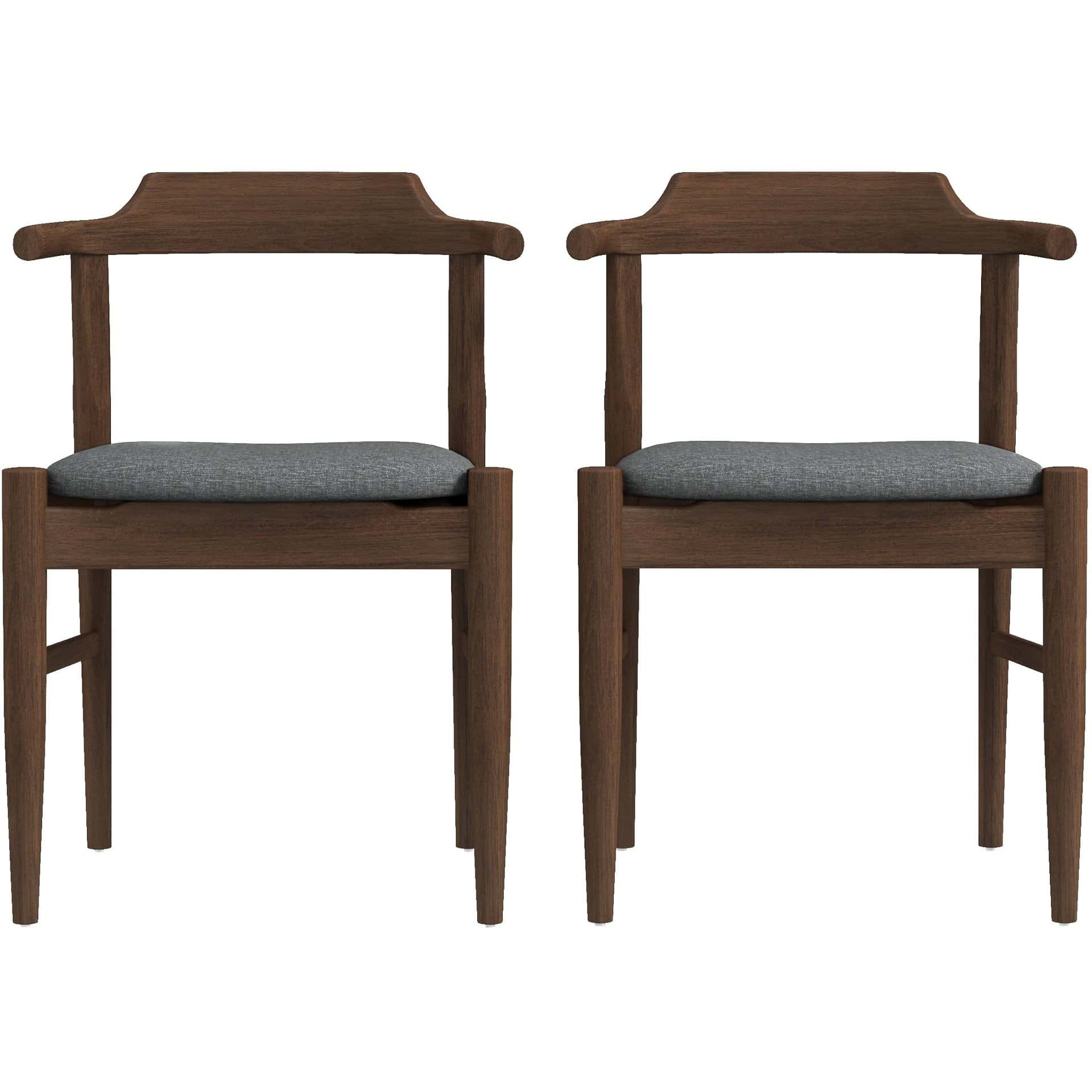 Grey Fabric Danish Dining Chairs With Walnut Wood Frame (Set of 2) 5 Grey Fabric Danish Dining Chairs With Walnut Wood Frame (Set of 2)