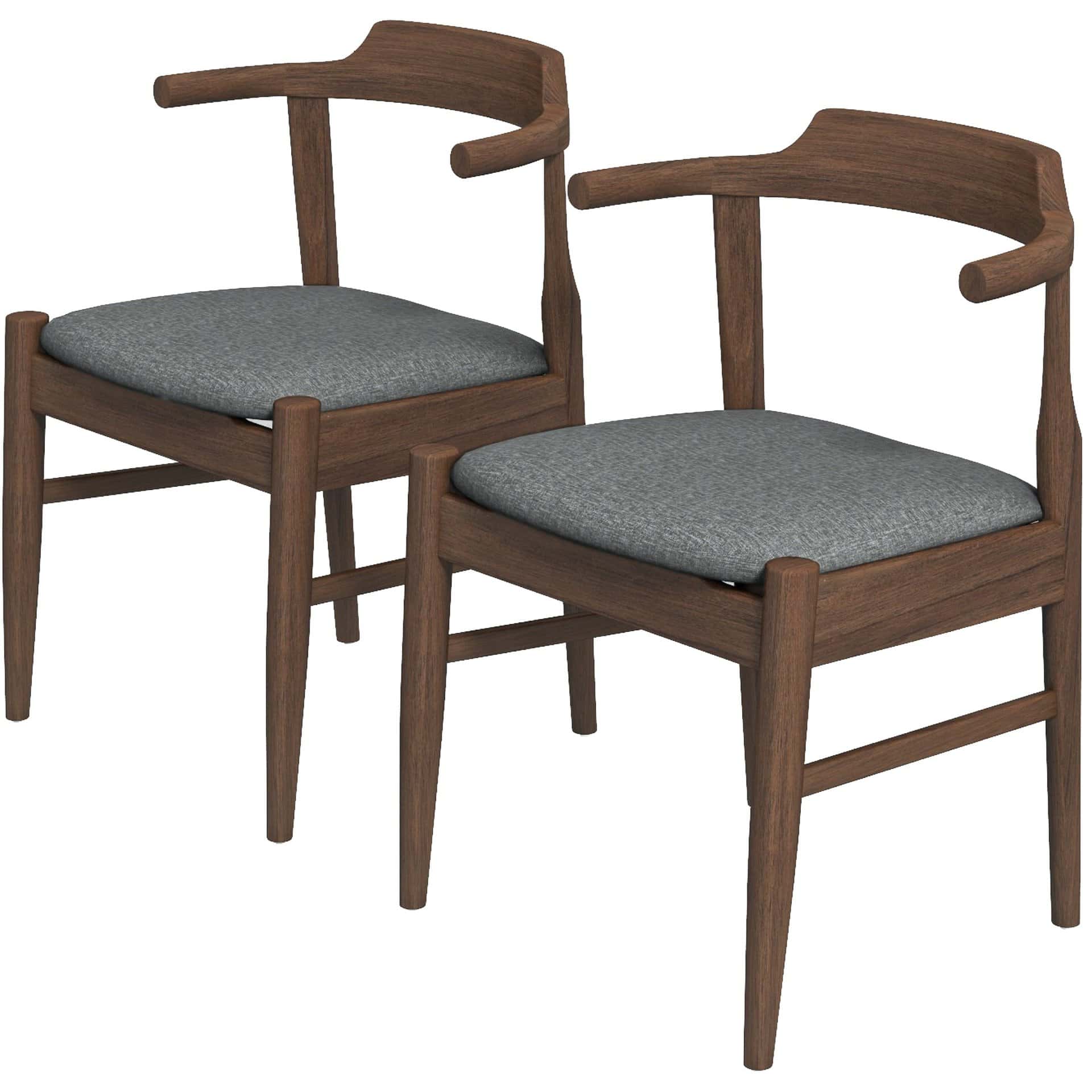 Grey Fabric Danish Dining Chairs With Walnut Wood Frame (Set of 2) 8 Grey Fabric Danish Dining Chairs With Walnut Wood Frame (Set of 2)