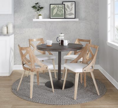 Dakota-Charlotte Contemporary Metal and Wood Dining Set (5 Piece)