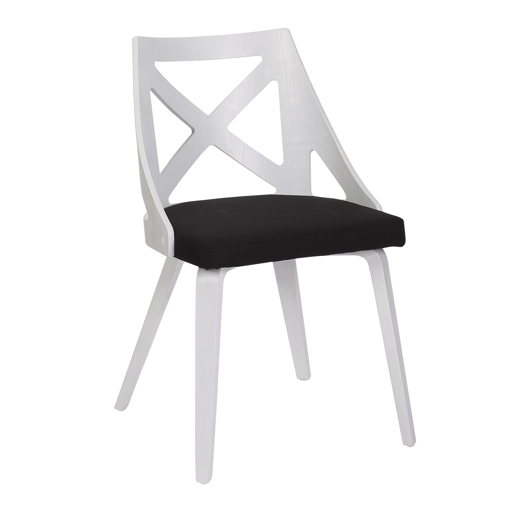 Dakota-Charlotte Contemporary White Steel and Wood Dining Set with Charcoal Cushions (Set of 5) 5 Dakota-Charlotte Contemporary White Steel and Wood Dining Set with Charcoal Cushions (Set of 5) - Image 5