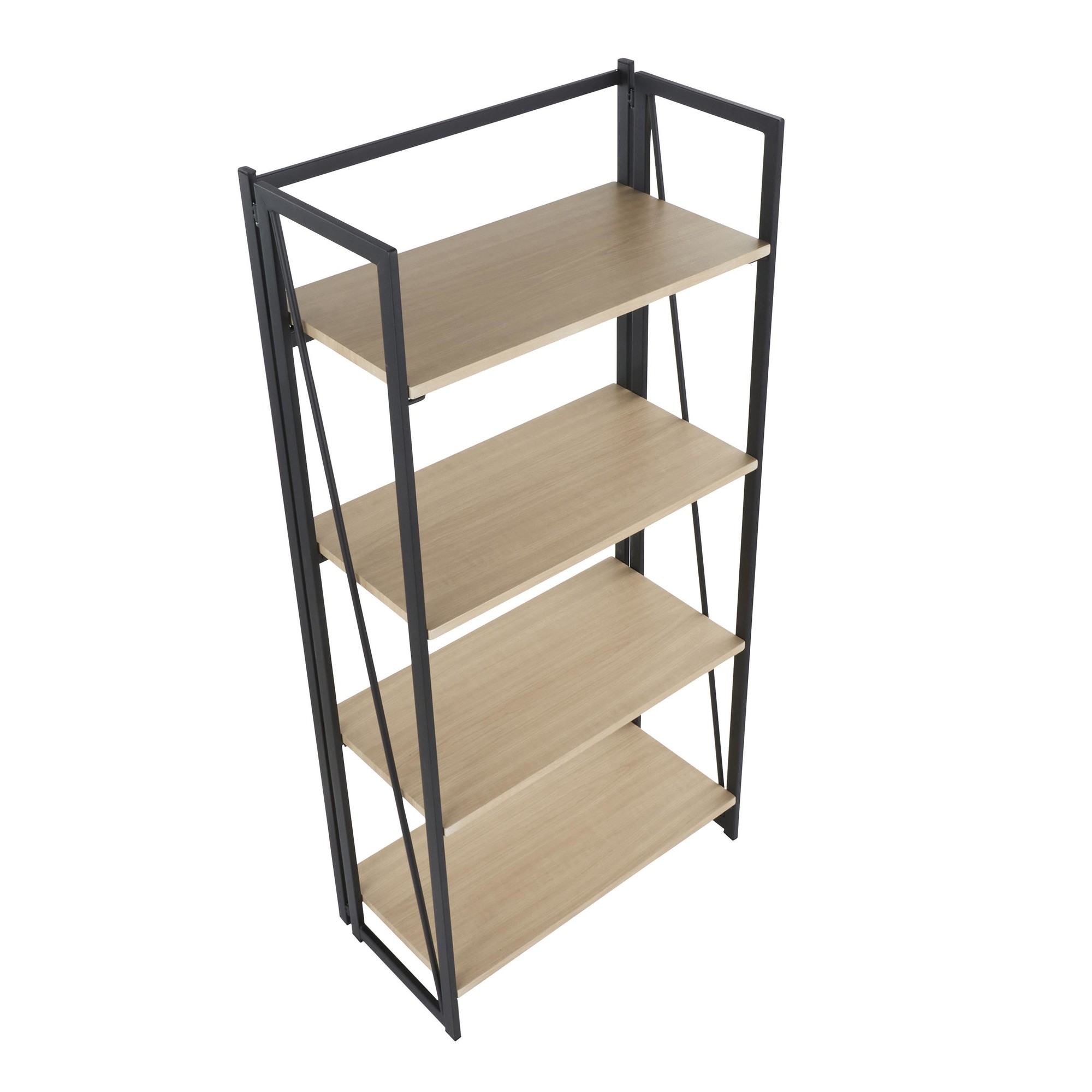 Dakota Contemporary Black Metal and Natural Wood Bookcase 8 Dakota Contemporary Black Metal and Natural Wood Bookcase - Image 8