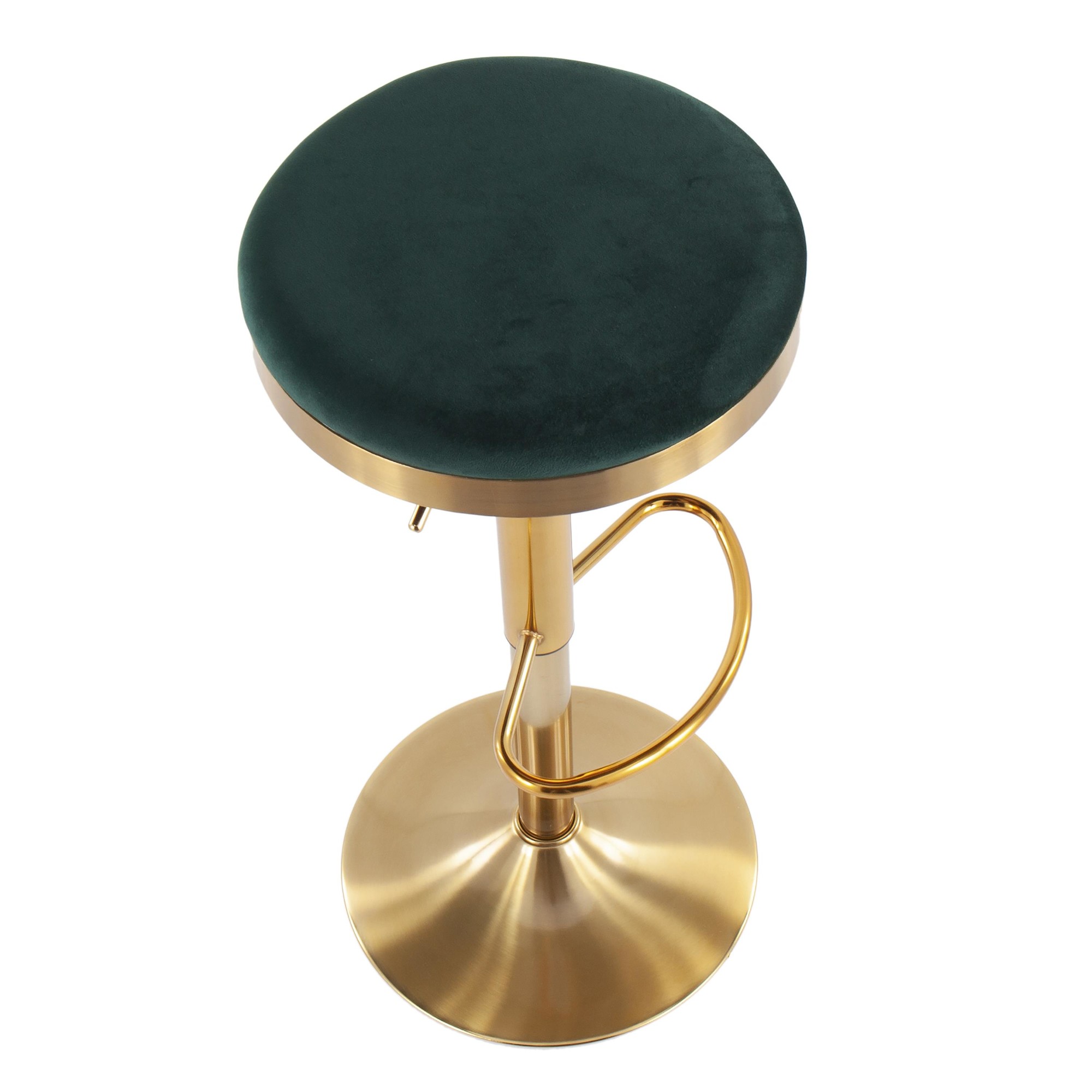 Dakota Gold and Green Velvet Contemporary Adjustable Barstools (Set of 2) 11 Dakota Gold and Green Velvet Contemporary Adjustable Barstools (Set of 2) - Image 11