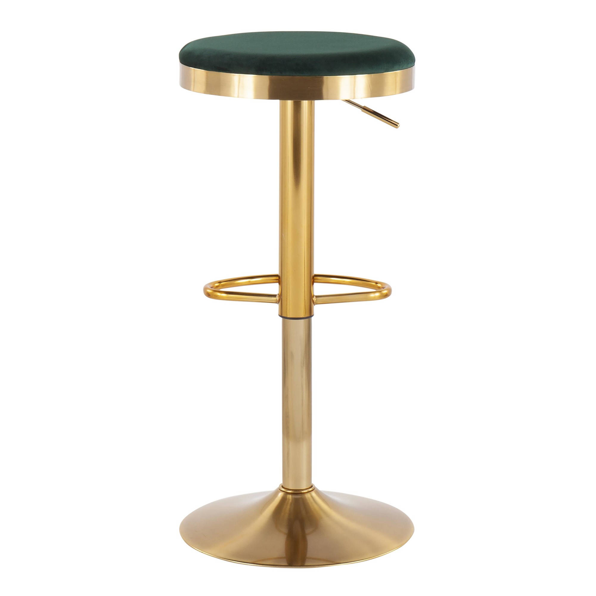 Dakota Gold and Green Velvet Contemporary Adjustable Barstools (Set of 2) 9 Dakota Gold and Green Velvet Contemporary Adjustable Barstools (Set of 2) - Image 9