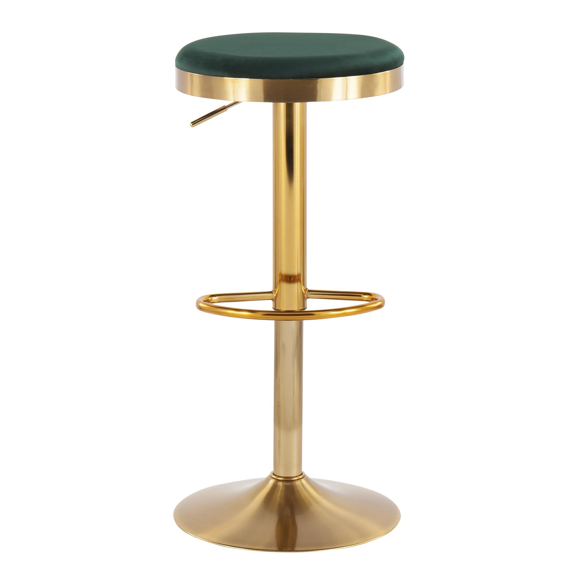 Dakota Gold and Green Velvet Contemporary Adjustable Barstools (Set of 2) 10 Dakota Gold and Green Velvet Contemporary Adjustable Barstools (Set of 2) - Image 10