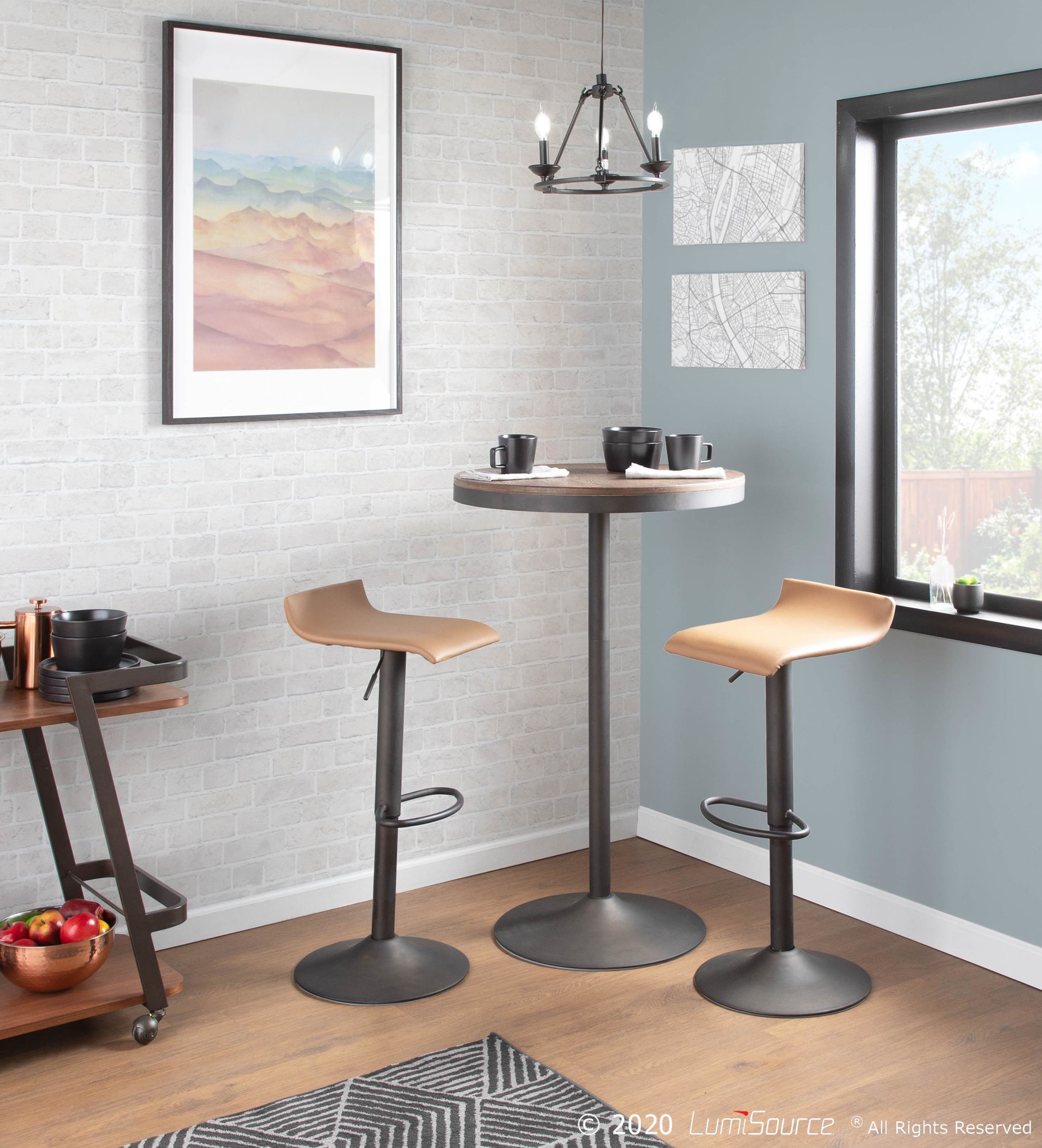 Dakota Industrial Adjustable Bar Dinette Table Antique Brown 2 Dakota Industrial Adjustable Bar Dinette Table Antique Brown - Image 2