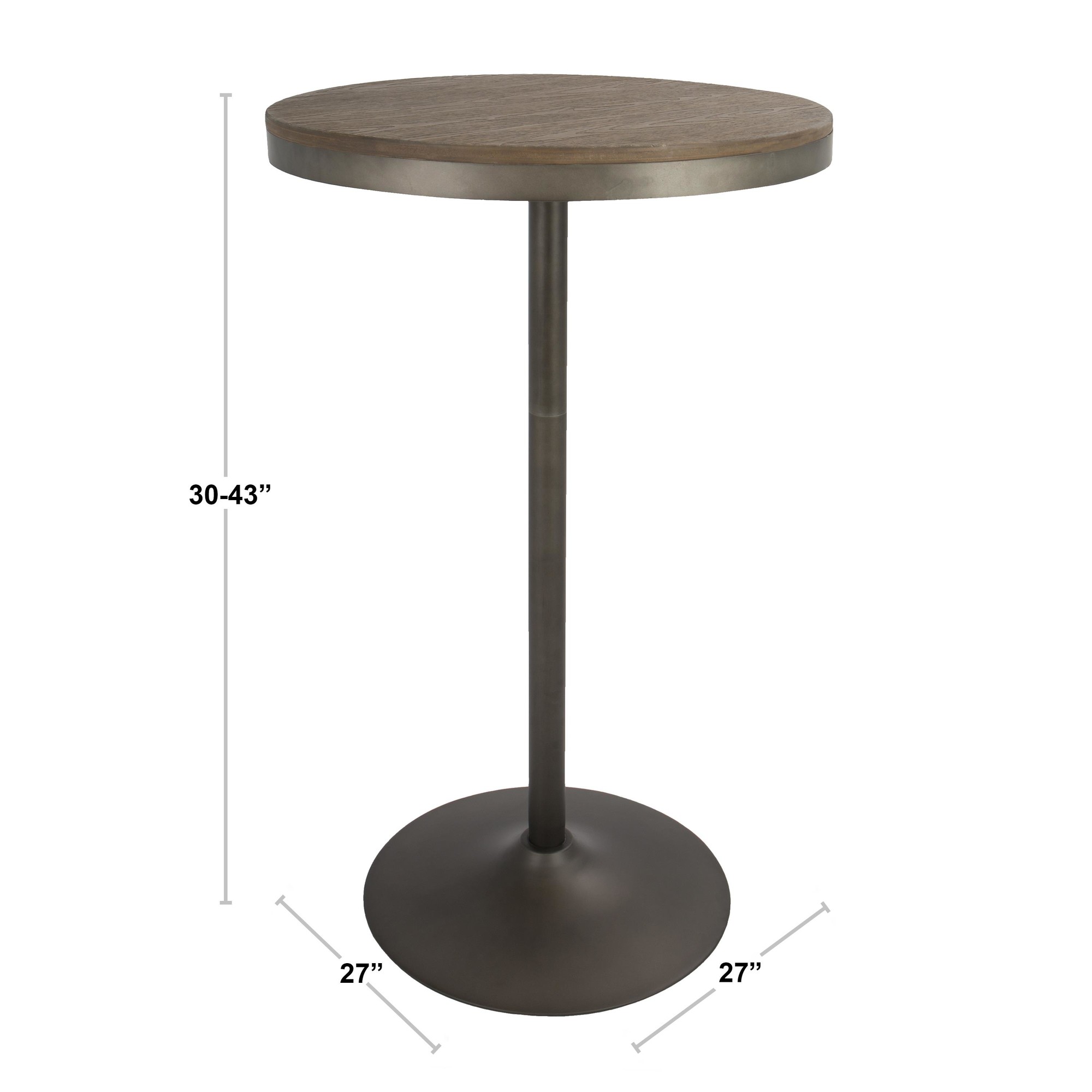 Dakota Industrial Adjustable Bar Dinette Table Antique Brown 5 Dakota Industrial Adjustable Bar Dinette Table Antique Brown - Image 5