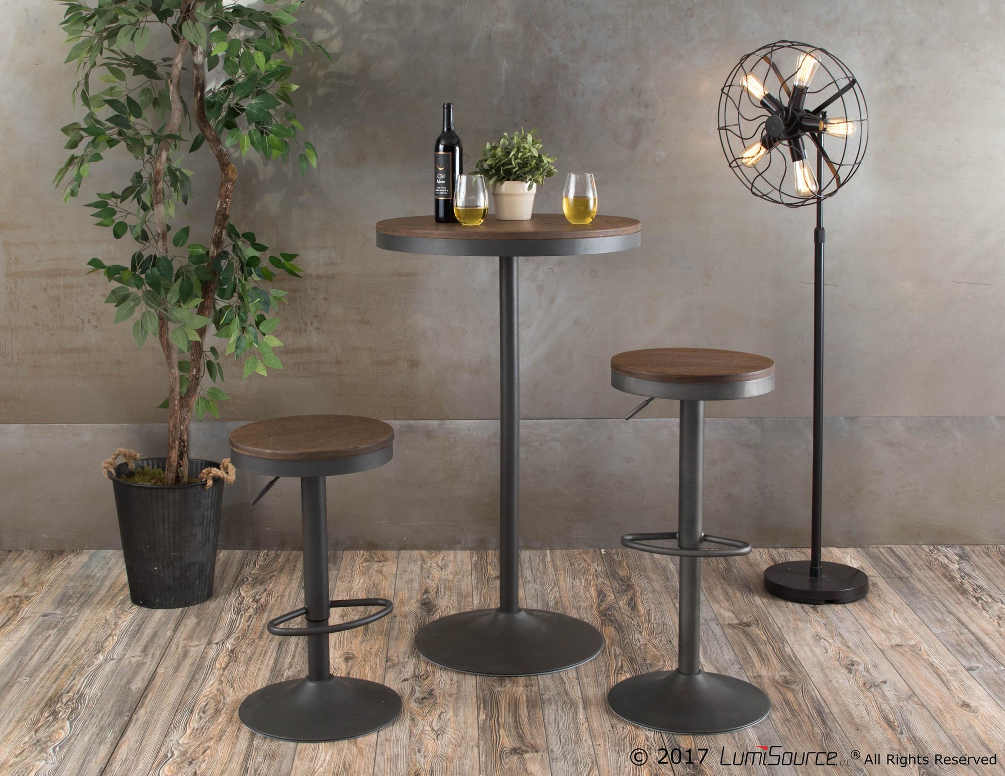 Dakota Industrial Adjustable Bar Dinette Table Grey and Brown 3 Dakota Industrial Adjustable Bar Dinette Table Grey and Brown - Image 3