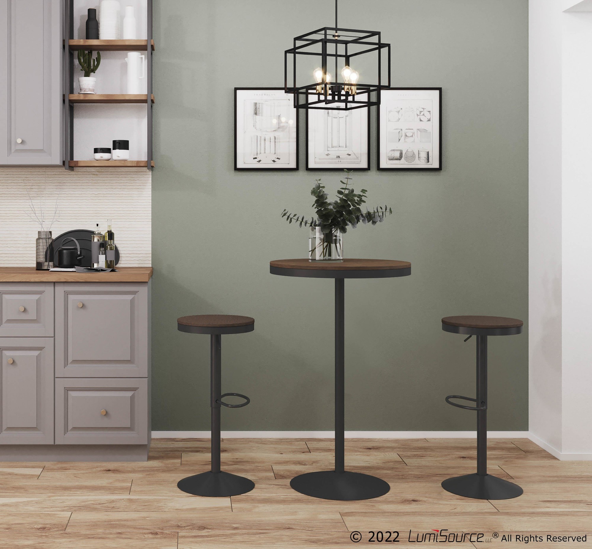 Dakota Industrial Adjustable Bar Dinette Table Grey and Brown 1 Dakota Industrial Adjustable Bar Dinette Table Grey and Brown