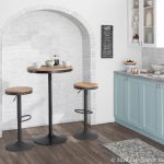 Dakota Industrial Adjustable Grey Metal Bamboo Barstools (Set of 2)