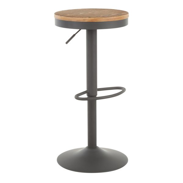 Dakota Industrial Adjustable Grey Metal Bamboo Barstools Set of 2 2