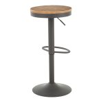 Dakota Industrial Adjustable Grey Metal Bamboo Barstools (Set of 2)