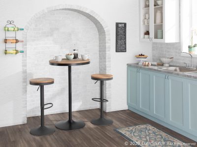 Dakota Industrial Adjustable Grey Metal Bamboo Barstools (Set of 2)