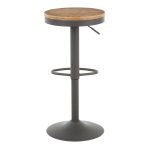 Dakota Industrial Adjustable Grey Metal Bamboo Barstools (Set of 2)