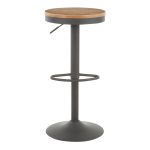 Dakota Industrial Adjustable Grey Metal Bamboo Barstools (Set of 2)