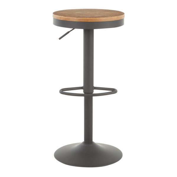 Dakota Industrial Adjustable Grey Metal Bamboo Barstools Set of 2 6