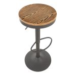Dakota Industrial Adjustable Grey Metal Bamboo Barstools (Set of 2)