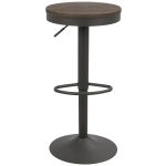 Dakota Industrial Adjustable Swivel Bar Stools Brown Grey (Set of 2)