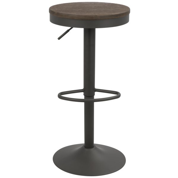 Dakota Industrial Adjustable Swivel Bar Stools Brown Grey Set of 2 10