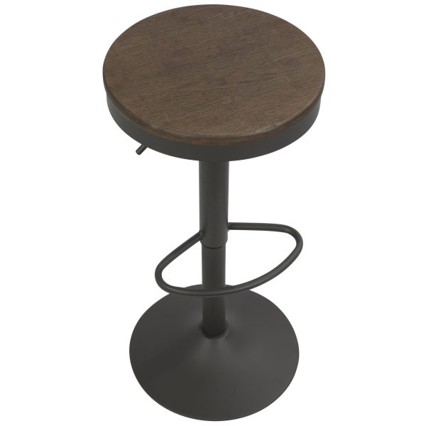 Dakota Industrial Adjustable Swivel Bar Stools Brown Grey Set of 2 11