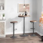 Dakota Industrial Adjustable Swivel Bar Stools Brown Grey (Set of 2)