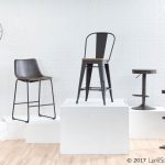 Dakota Industrial Adjustable Swivel Bar Stools Brown Grey (Set of 2)