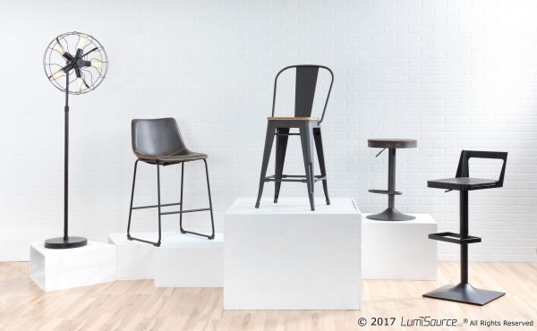 Dakota Industrial Adjustable Swivel Bar Stools Brown Grey Set of 2 2