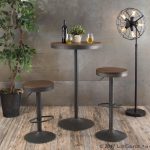 Dakota Industrial Adjustable Swivel Bar Stools Brown Grey (Set of 2)