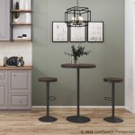 Dakota Industrial Adjustable Swivel Bar Stools Brown Grey (Set of 2)