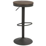 Dakota Industrial Adjustable Swivel Bar Stools Brown Grey (Set of 2)