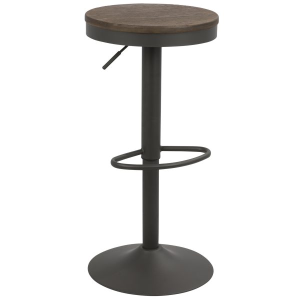Dakota Industrial Adjustable Swivel Bar Stools Brown Grey Set of 2 6