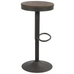 Dakota Industrial Adjustable Swivel Bar Stools Brown Grey (Set of 2)