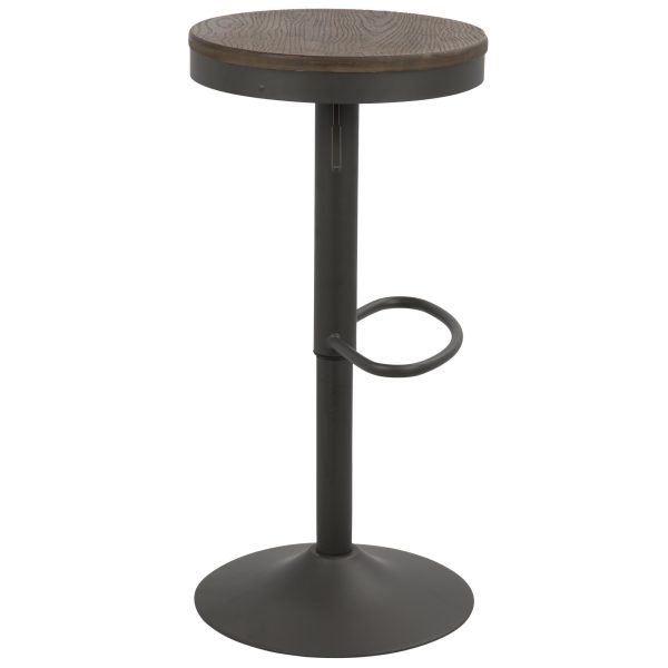 Dakota Industrial Adjustable Swivel Bar Stools Brown Grey Set of 2 7
