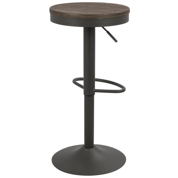 Dakota Industrial Adjustable Swivel Bar Stools Brown Grey Set of 2 8