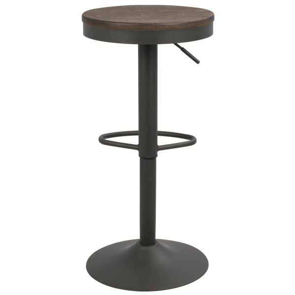 Dakota Industrial Adjustable Swivel Bar Stools Brown Grey Set of 2 9