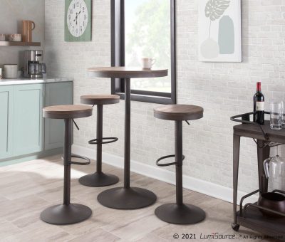 Dakota Industrial Antique Brown Adjustable Barstools (Set of 2)