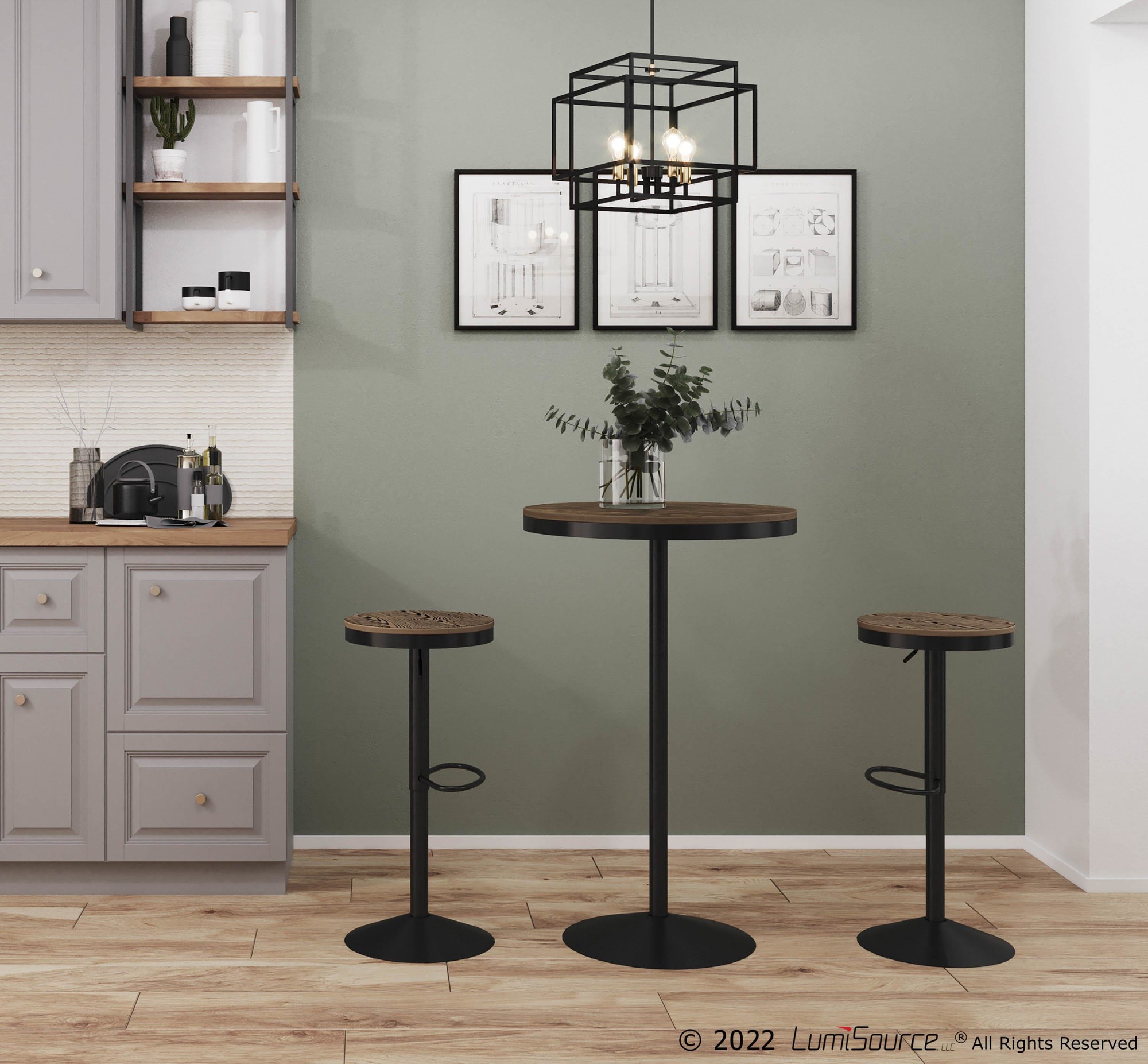 Dakota Industrial Black Metal Swivel Adjustable Barstool (Set of 2) 1 Dakota Industrial Black Metal Swivel Adjustable Barstool (Set of 2)