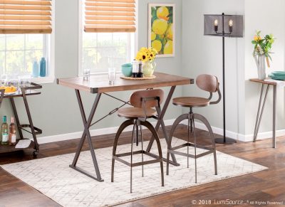 Dakota Industrial Mid-Back Adjustable Barstool Black and Brown