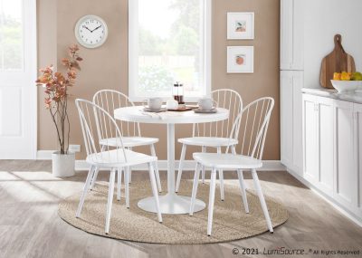 Dakota White Industrial Dining Table Seats 4