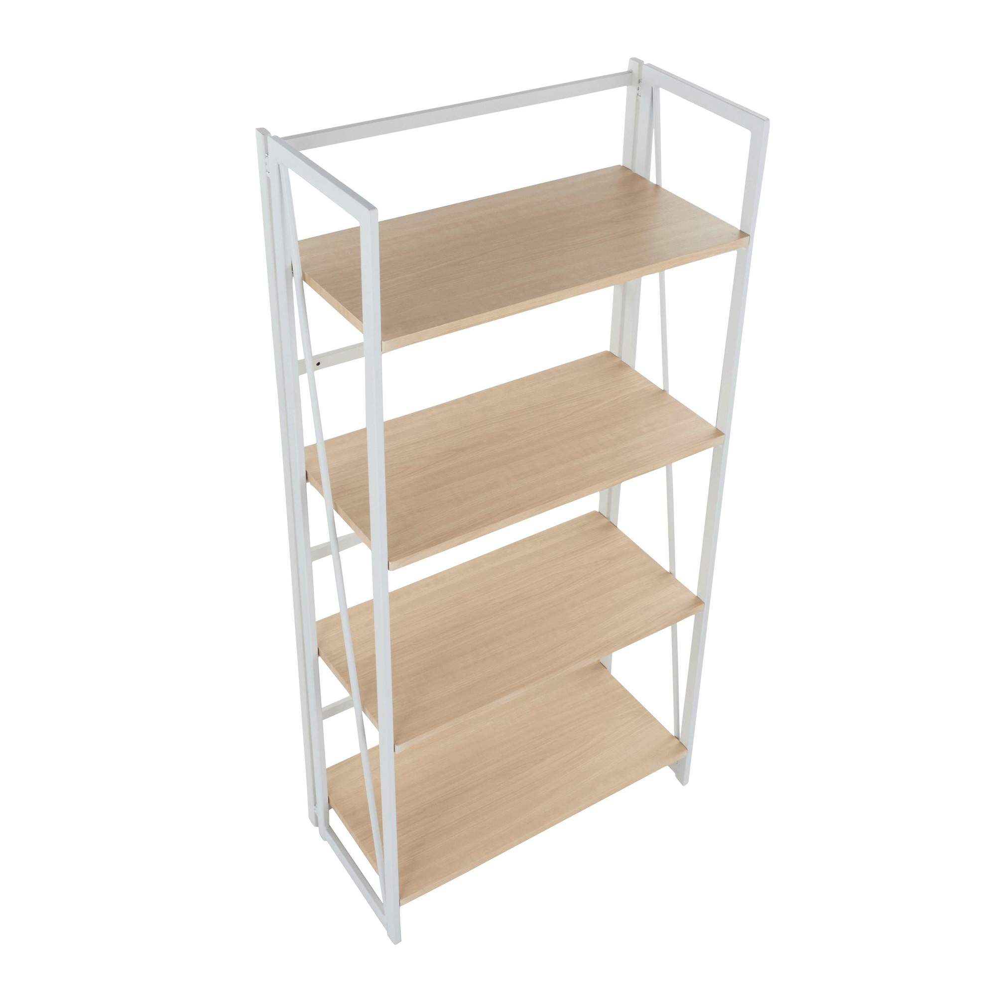 Dakota White Metal and Wood Contemporary Bookcase 4 Dakota White Metal and Wood Contemporary Bookcase - Image 4