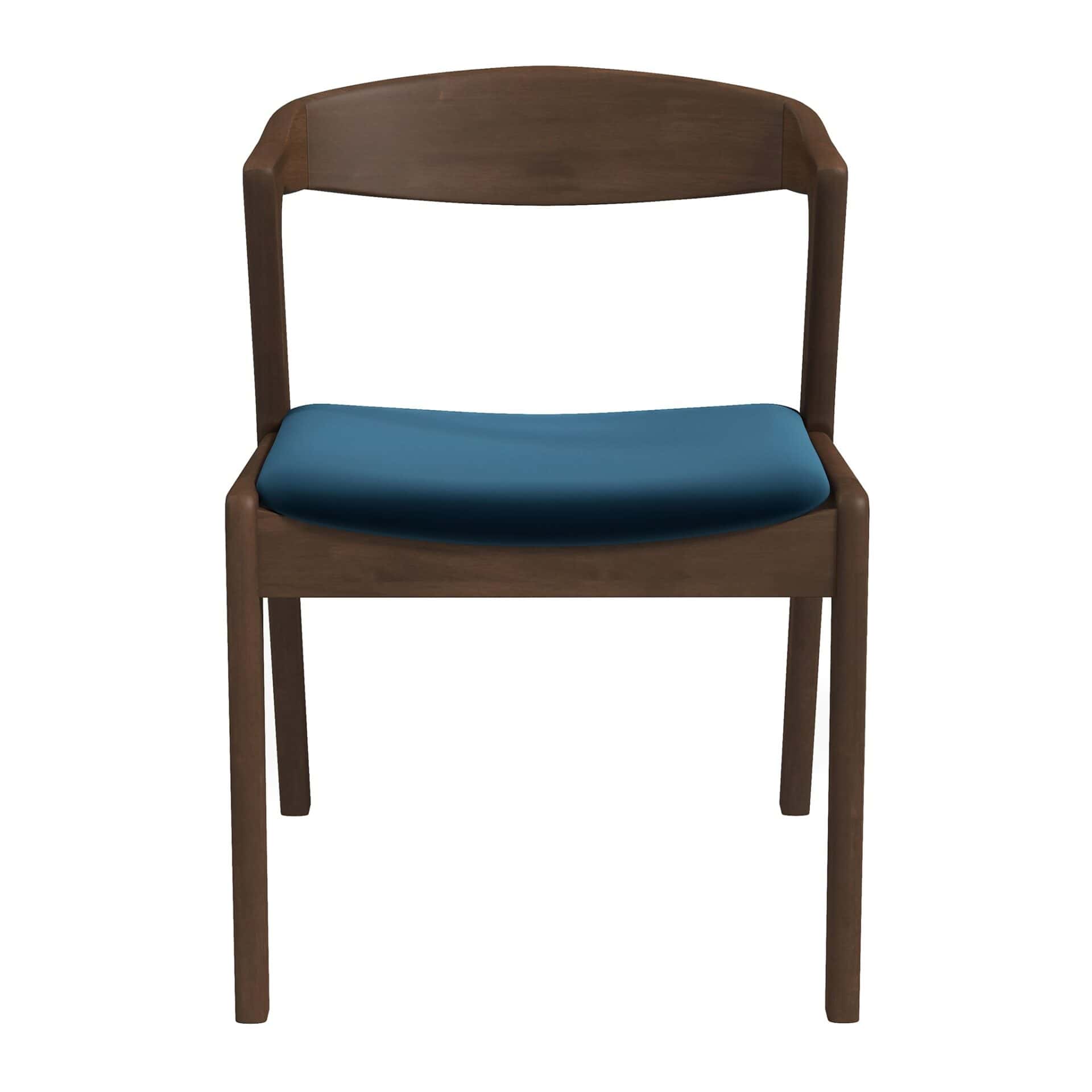Blue Velvet Mid-Century Dining Chairs Solid Wood Legs (Set of 2) 1 Blue Velvet Mid-Century Dining Chairs Solid Wood Legs (Set of 2)