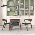 Blue Velvet Mid-Century Dining Chairs Solid Wood Legs (Set of 2) 8 Blue Velvet Mid-Century Dining Chairs Solid Wood Legs (Set of 2)