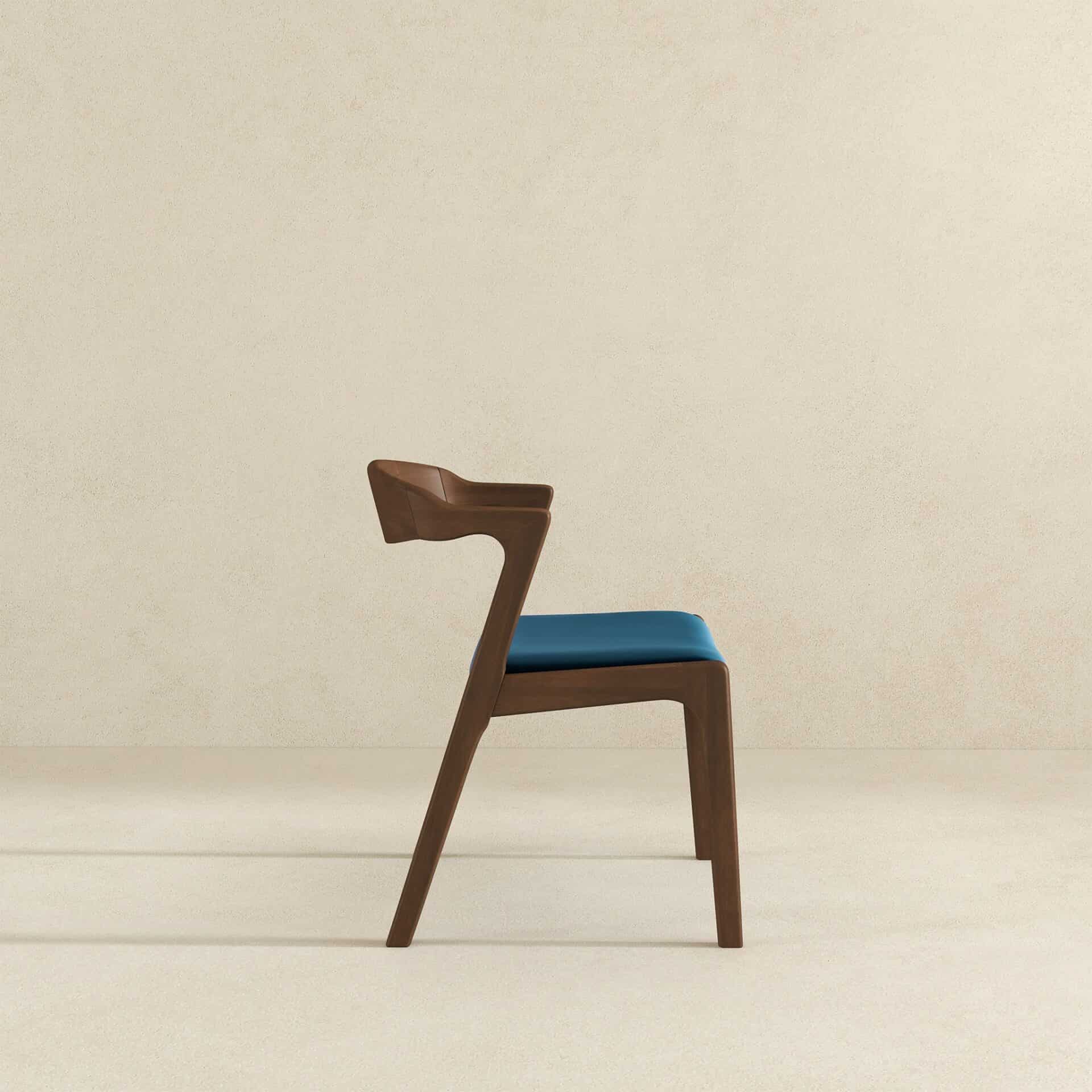 Blue Velvet Mid-Century Dining Chairs Solid Wood Legs (Set of 2) 5 Blue Velvet Mid-Century Dining Chairs Solid Wood Legs (Set of 2) - Image 5